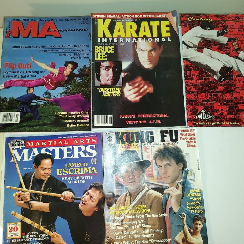 Five VINTAGE 1990s Mixed Karate Magazines(one a Supply Book) Fair Condition